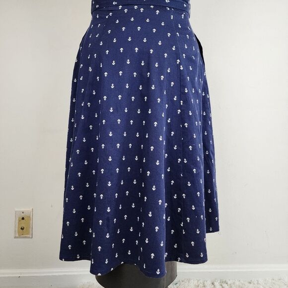 Chetta B Navy Blue Sleeveless Midi Fit & Flare Nautical Dress Pockets Size 6 - Picture 11 of 16